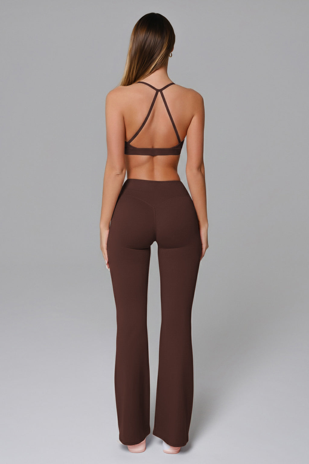 Samantha Invisible Scrunch Flare Leggings - Cocoa (FINAL SALE)