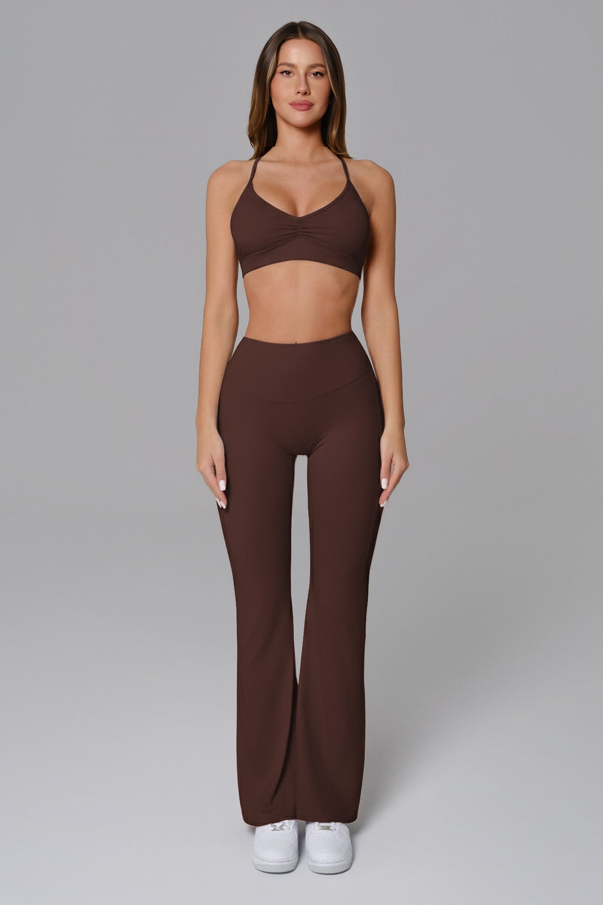 Samantha Invisible Scrunch Flare Leggings - Cocoa (FINAL SALE)