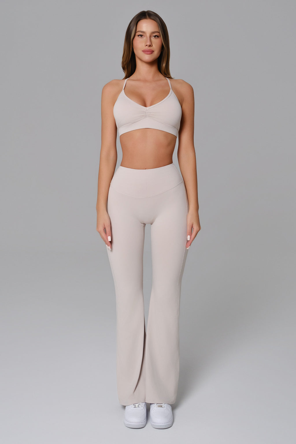Samantha Invisible Scrunch Flare Leggings - Soft Cream (FINAL SALE)