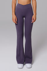 Zoe V-Waist Flare Leggings - Charcoal Navy (FINAL SALE)
