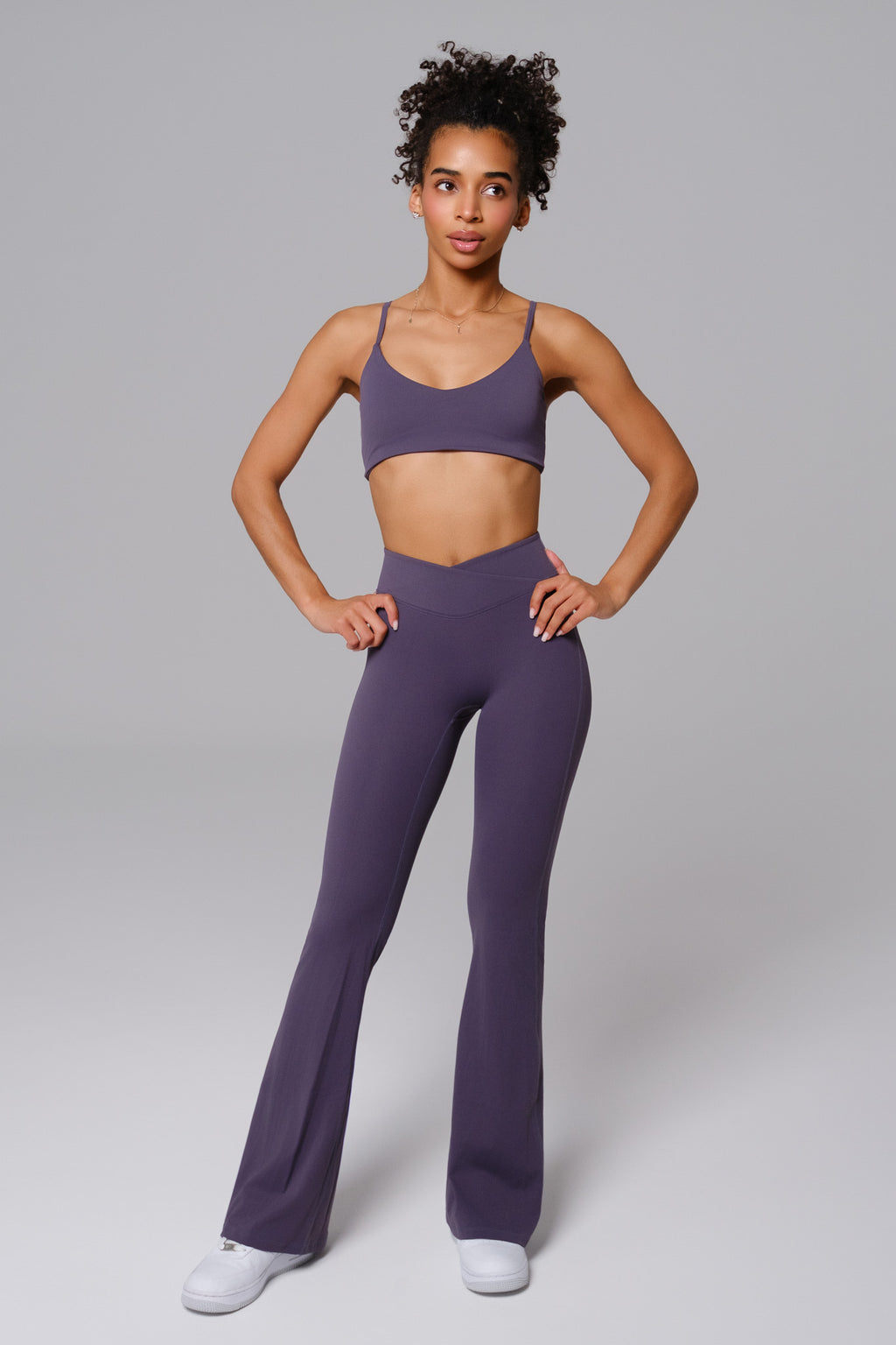 Zoe V-Waist Flare Leggings - Charcoal Navy (FINAL SALE)