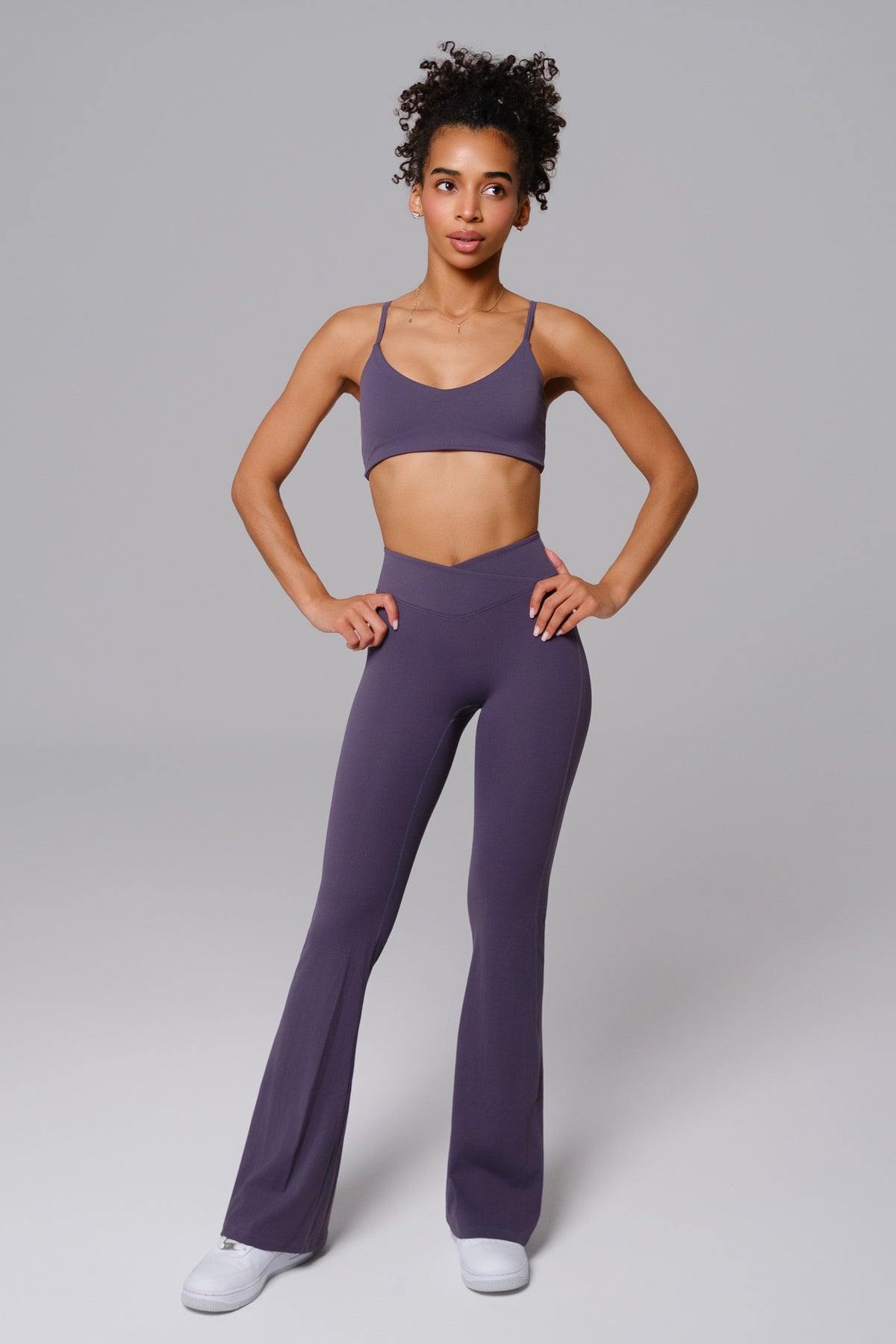 Zoe V-Waist Flare Leggings - Charcoal Navy (FINAL SALE)