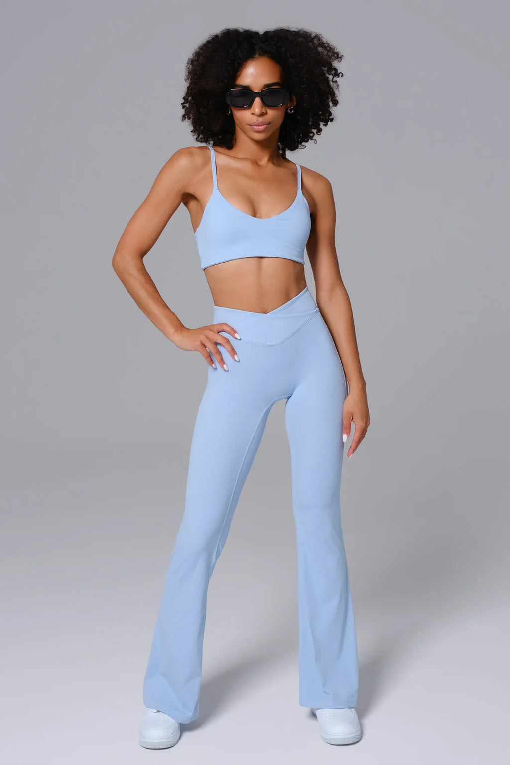 Zoe V-Waist Flare Leggings - Periwinkle (FINAL SALE)