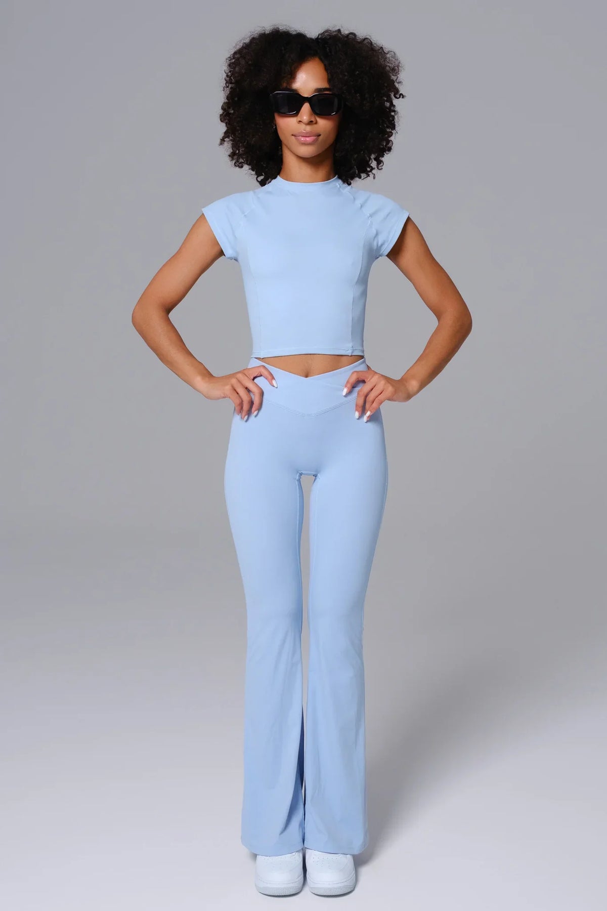 Zoe V-Waist Flare Leggings - Periwinkle (FINAL SALE)