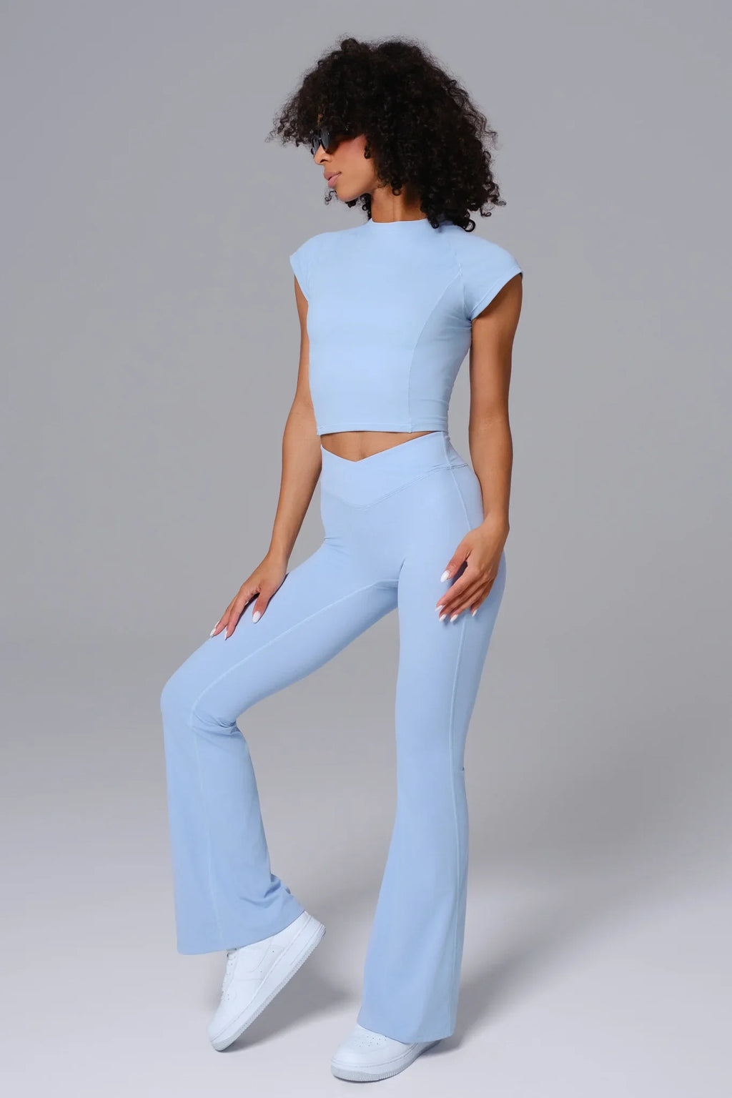 Zoe V-Waist Flare Leggings - Periwinkle (FINAL SALE)