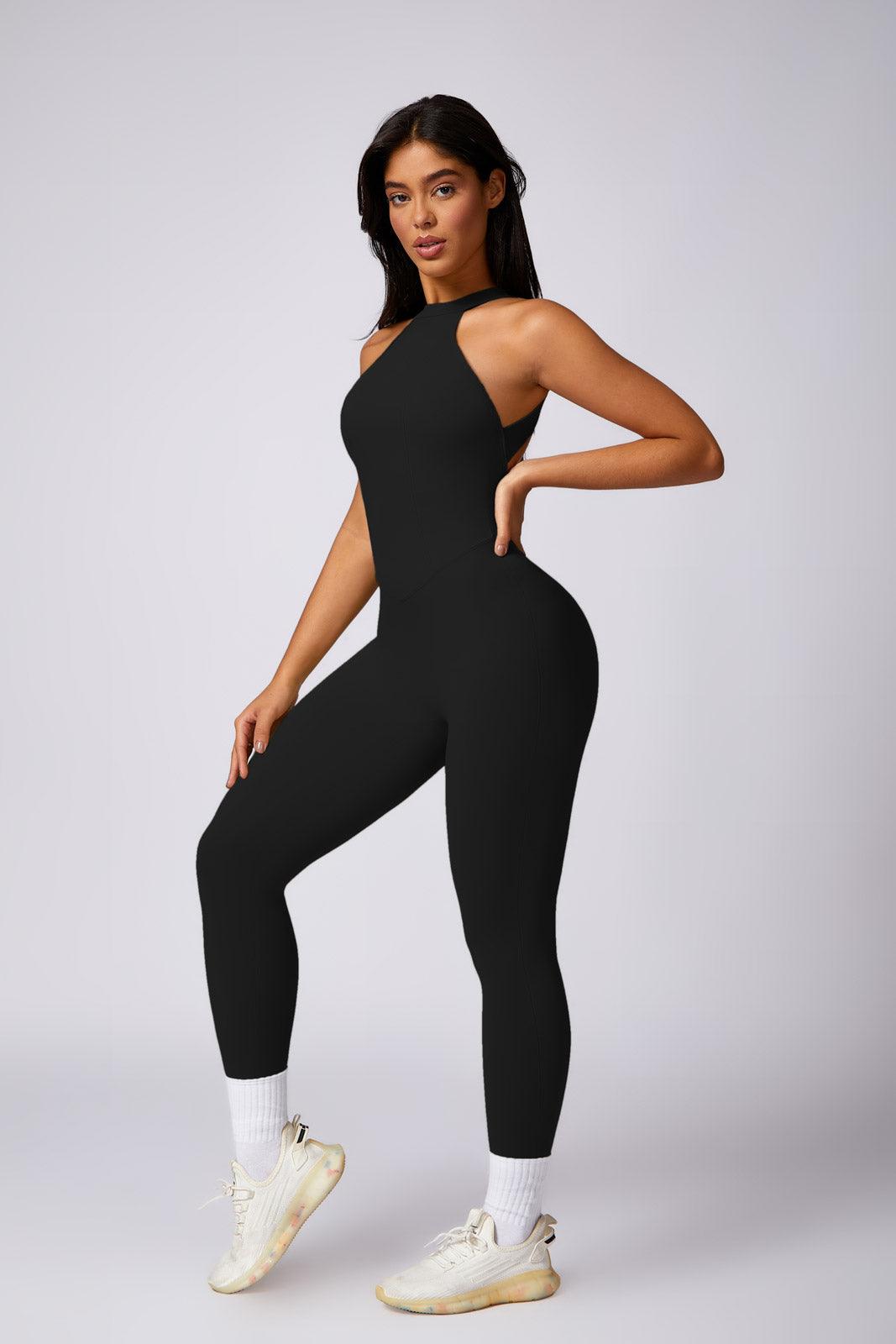 Comfortable Black Aiden Jumpsuit with High Neck & Scrunch Back By BOTA Official