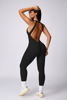 Comfortable Black Aiden Jumpsuit with High Neck & Scrunch Back By BOTA Official