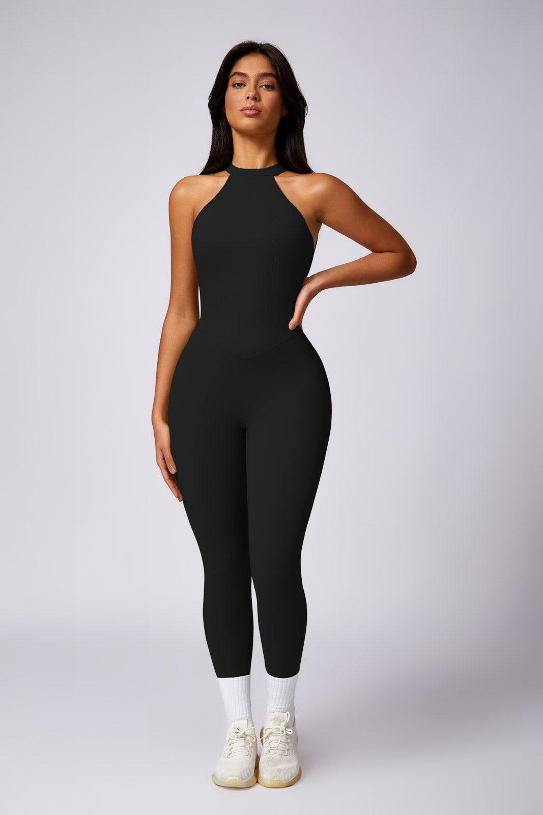 Comfortable Black Aiden Jumpsuit with High Neck & Scrunch Back By BOTA Official