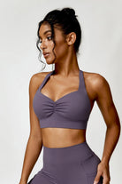 Breathable Taupe Sports Bra with Open Back and Moisture-Wicking by BOTA Official