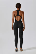 Black Workout Jumpsuit | Open Back Design & Built-In Bra By BOTA Official