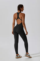 Black Workout Jumpsuit | Open Back Design & Built-In Bra By BOTA Official