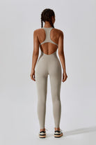 Amelia Nude Jumpsuit for Workout | Open Back & Built-In Bra By BOTA Official