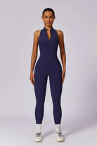 Navy Sleeveless Jumpsuit with Ruched Back | Stretchy Fabric By BOTA Official