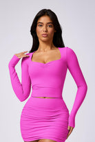 Long Sleeve Magenta Top with Extended Hem By BOTA Official