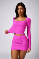 Long Sleeve Magenta Top with Extended Hem By BOTA Official