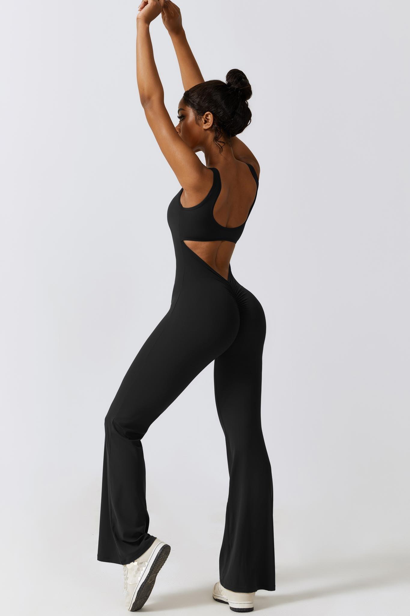 Black Stretch Jumpsuit | Sleeveless & Open Back By BOTA Official