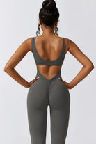 Gray Sleeveless Jumpsuit | Ruched Back & Removable Bra Padding By BOTA Official