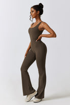 Mocha Jumpsuit | Ruched Back & Sleeveless Jumpsuit for Workout By BOTA Official