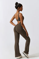 Mocha Jumpsuit | Ruched Back & Sleeveless Jumpsuit for Workout By BOTA Official