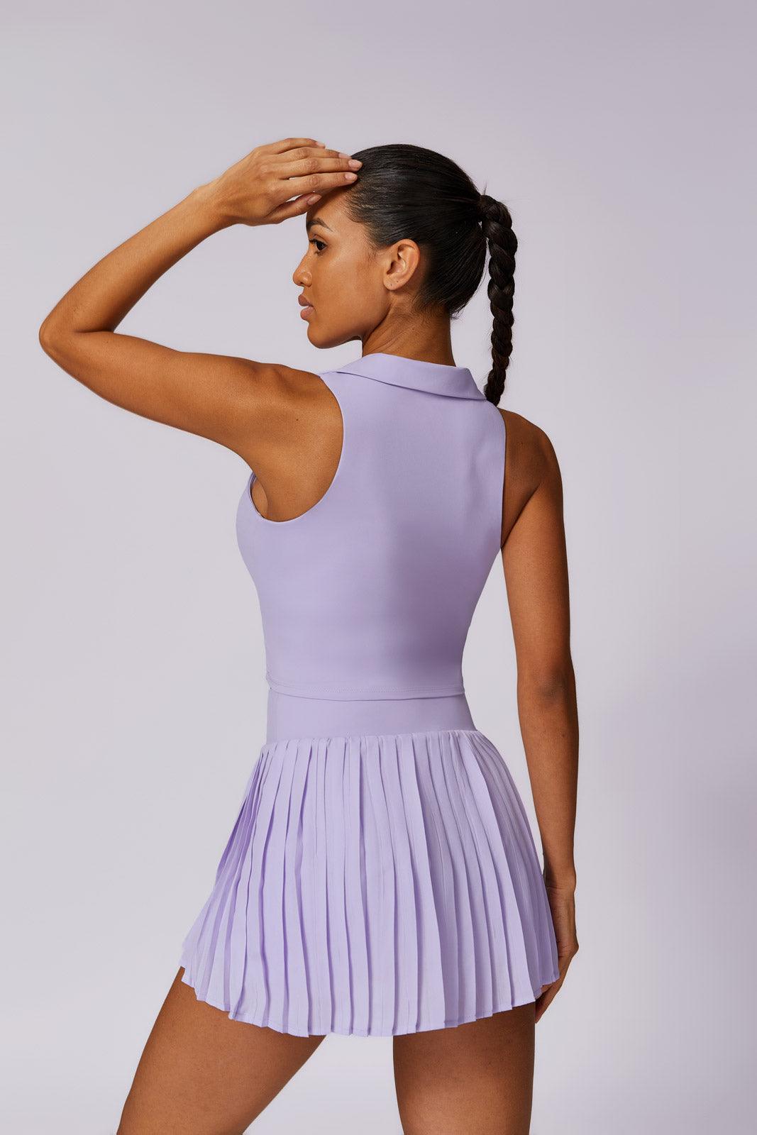 Lavender Sleeveless Crop Top with Four-Way Stretch By BOTA Official