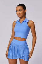 Comfy Light Blue Crop Top with Classic POLO Collar and Nylon By BOTA Official