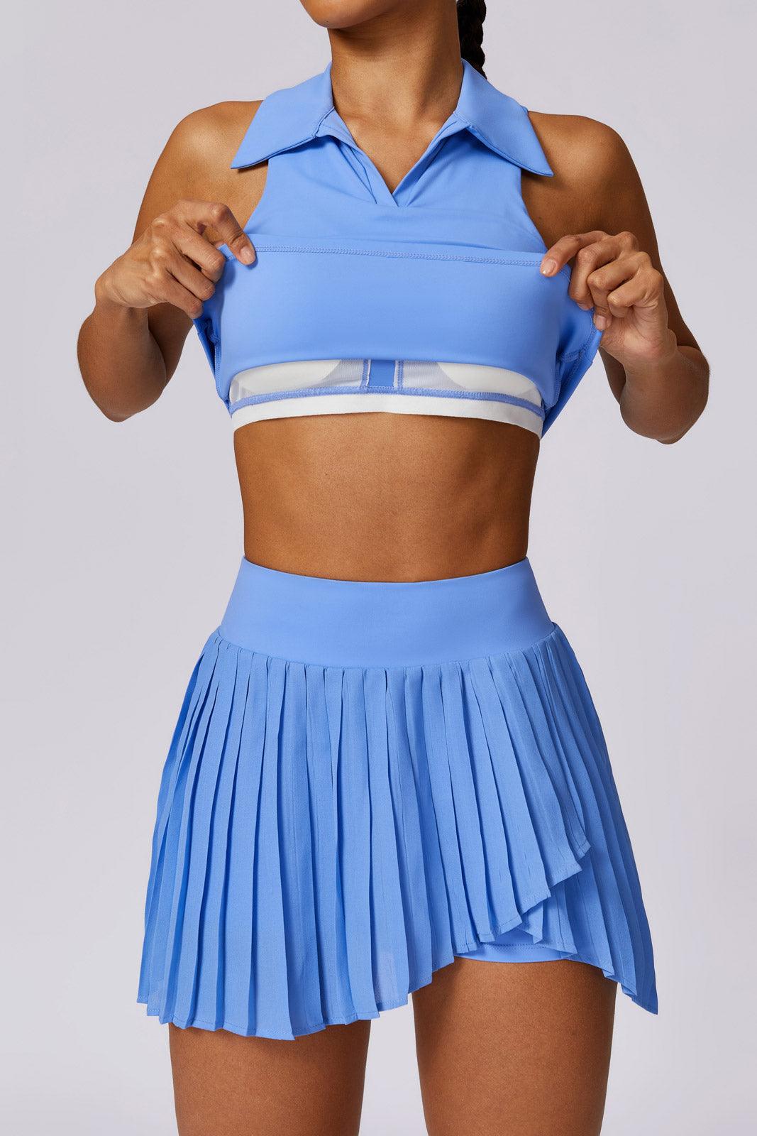 Comfy Light Blue Crop Top with Classic POLO Collar and Nylon By BOTA Official