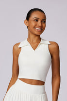 Stretchy White Crop Top with Classic POLO Collar Design By BOTA Official