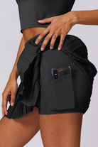 Pleated Black Skirt with Built-in Shorts and Pocket By BOTA Official