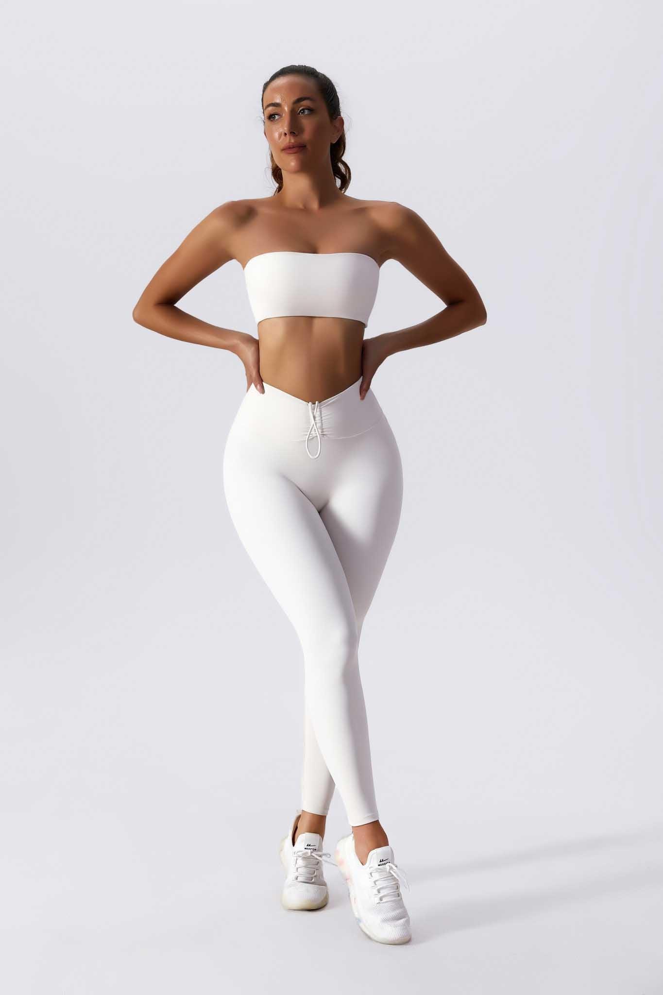 Seamless White Leggings with Comfortable Drawstring Waistband By BOTA Official