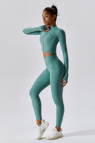 Seamless Teal Yoga Leggings with Luxurious Comfort & Support By BOTA Official