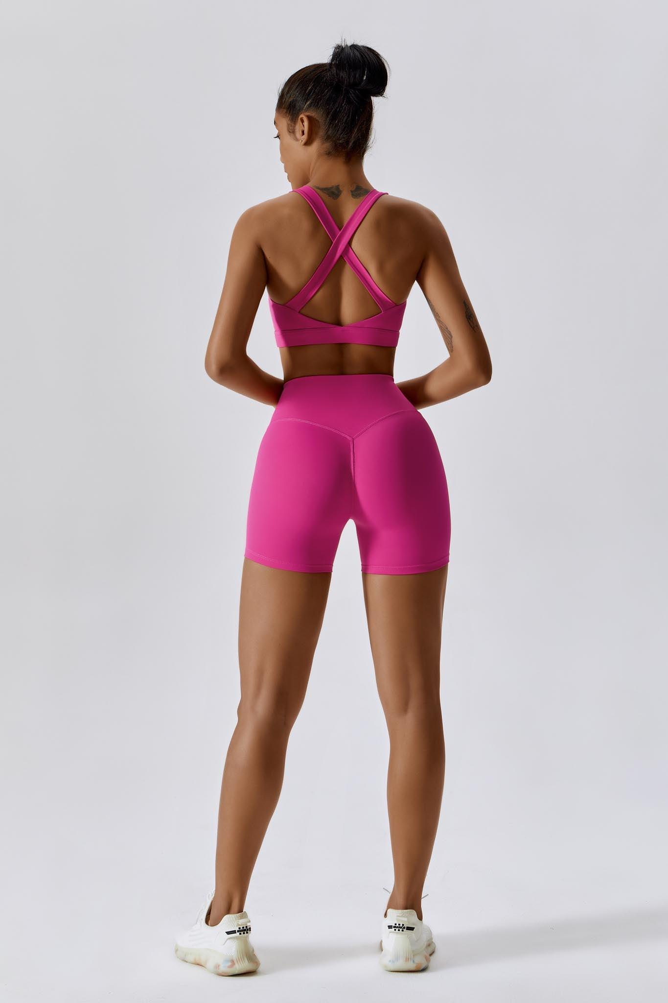 High-Waisted Magenta Shorts with Sculpting Fit By BOTA Official