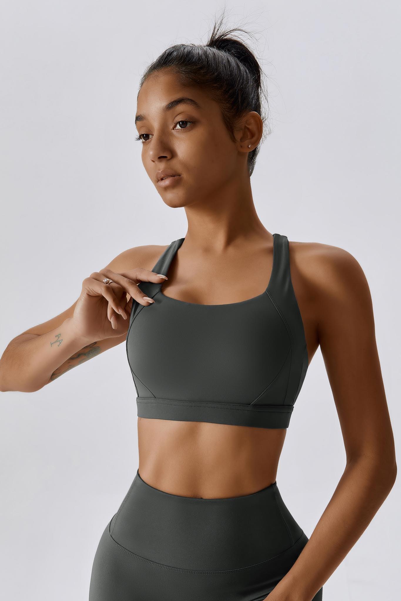 Charcoal Yoga Sports Bra with Soft and Supportive Fabric By BOTA Official