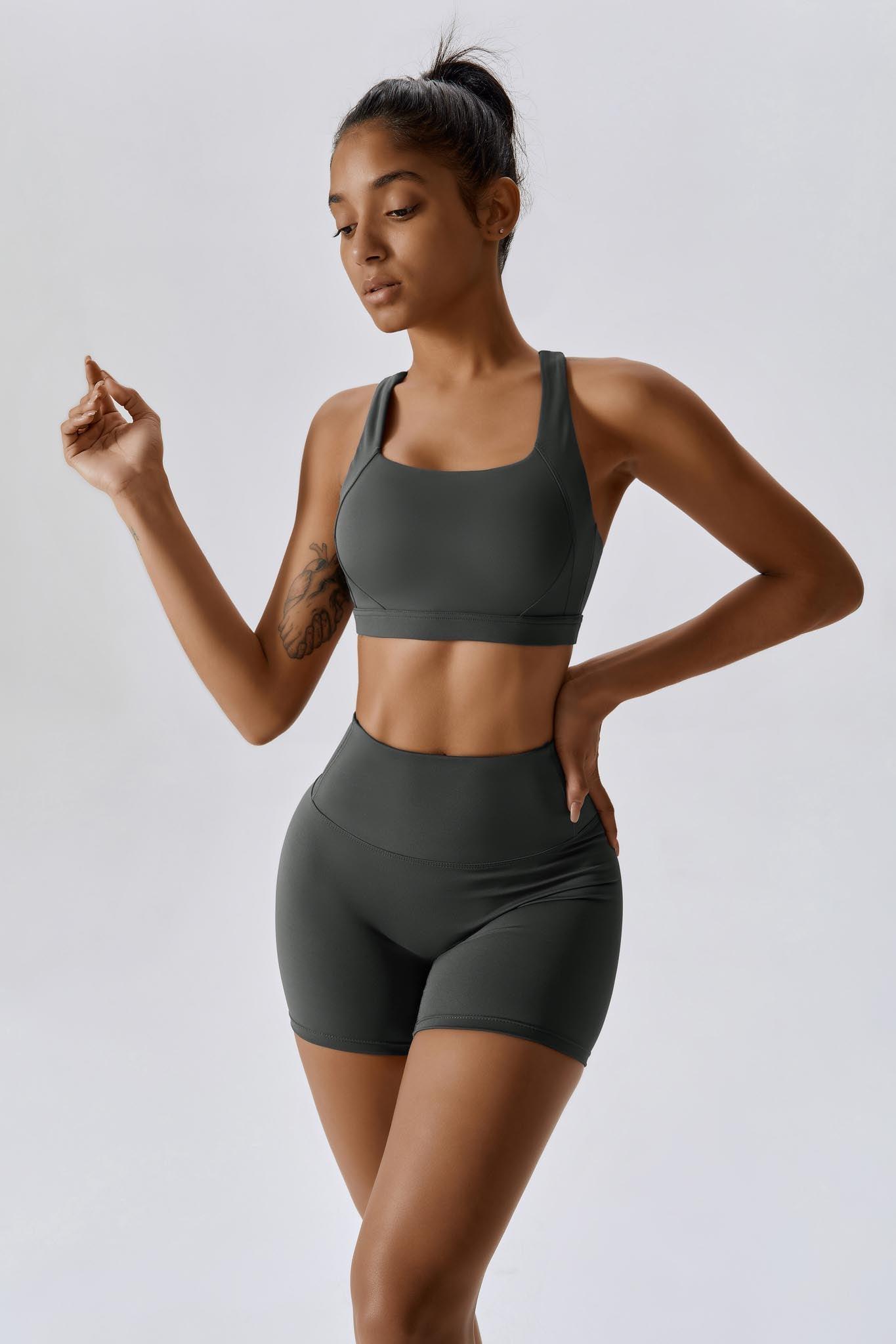 Charcoal Yoga Sports Bra with Soft and Supportive Fabric By BOTA Official