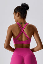 Stylish Magenta Sports Bra with Supportive Cross-Back Design by BOTA Official