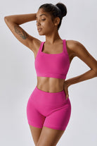 Stylish Magenta Sports Bra with Supportive Cross-Back Design by BOTA Official