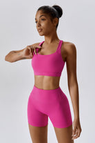 Stylish Magenta Sports Bra with Supportive Cross-Back Design by BOTA Official