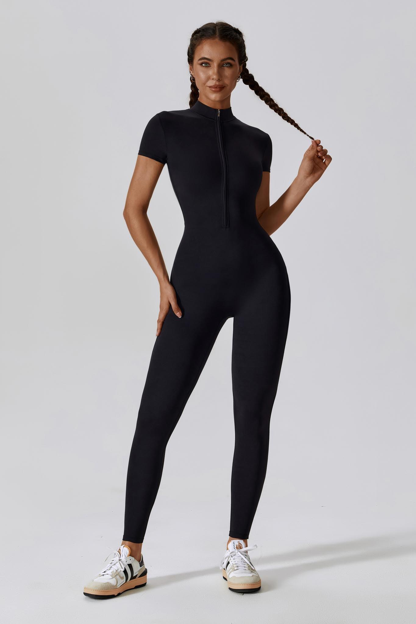 Black Short Sleeve Jumpsuit | Comfy & Sleek | Hailey Jumpsuit By BOTA Official