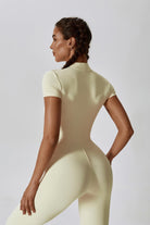 Effortless Cream Hailey Jumpsuit with High Neck & Comfort Back By BOTA Official