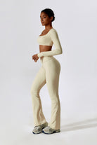 Long Sleeve Cream Crop Top with Short Mid-Chest By BOTA Official