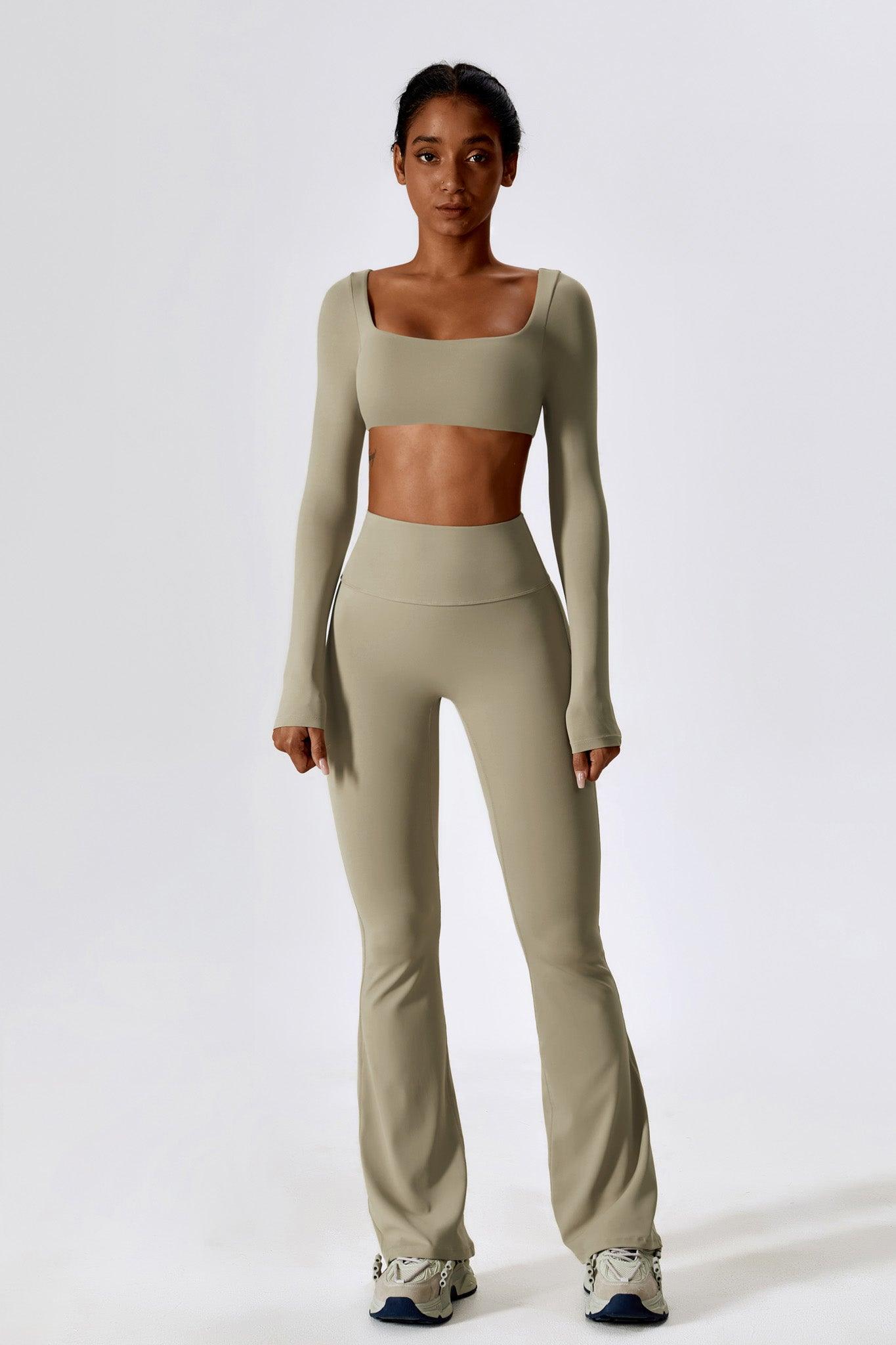 Nude Short Mid-Chest Crop Top with Comfortable Long Sleeves By BOTA Official