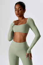 Long Sleeve Pistachio Crop Top with Stretchy and Fit Fabric By BOTA Official