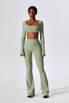 Long Sleeve Pistachio Crop Top with Stretchy and Fit Fabric By BOTA Official