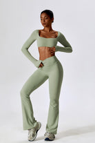 Long Sleeve Pistachio Crop Top with Stretchy and Fit Fabric By BOTA Official