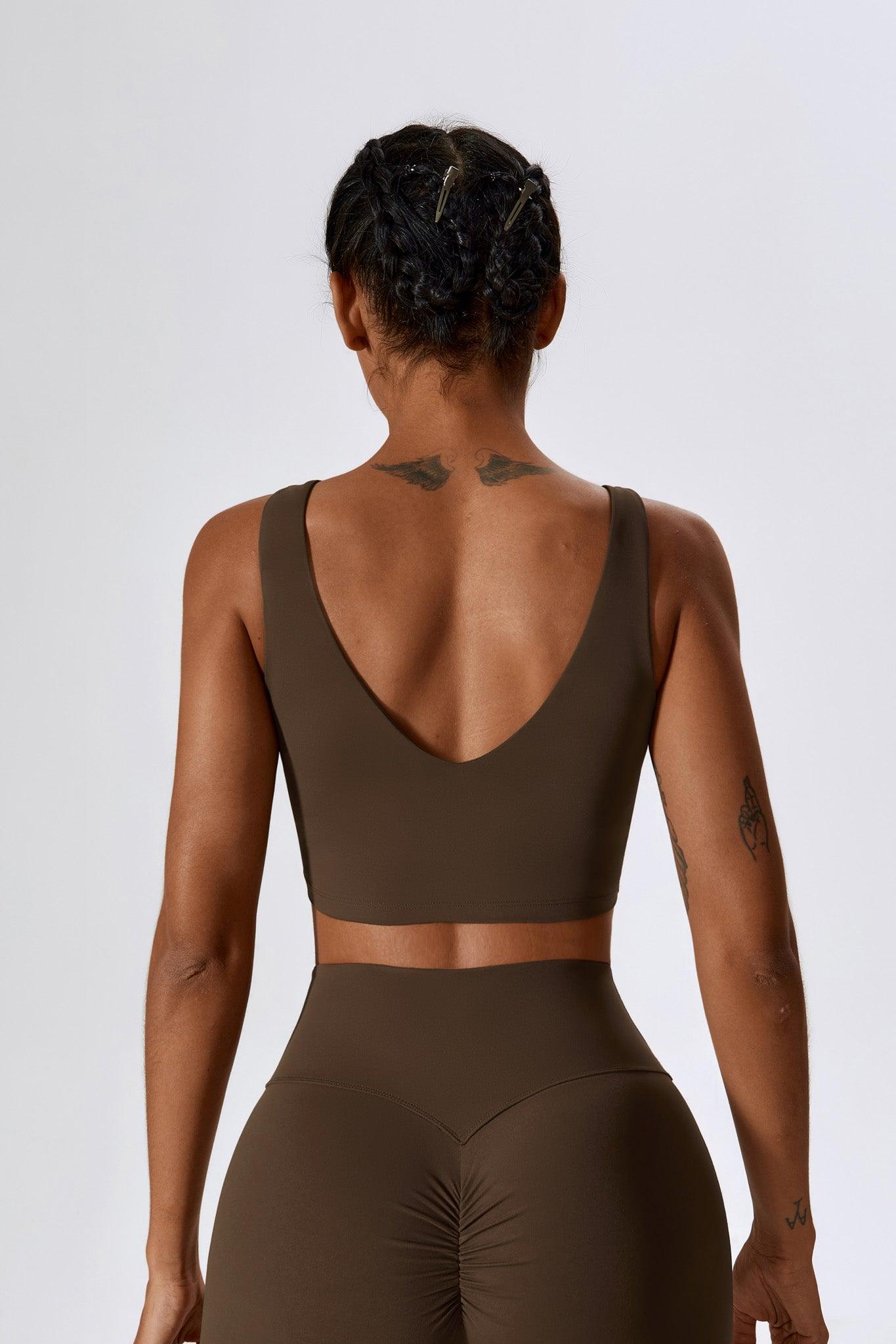 Haven Minimalistic Sports Bra Brown with Wide Shoulder Straps by BOTA Official