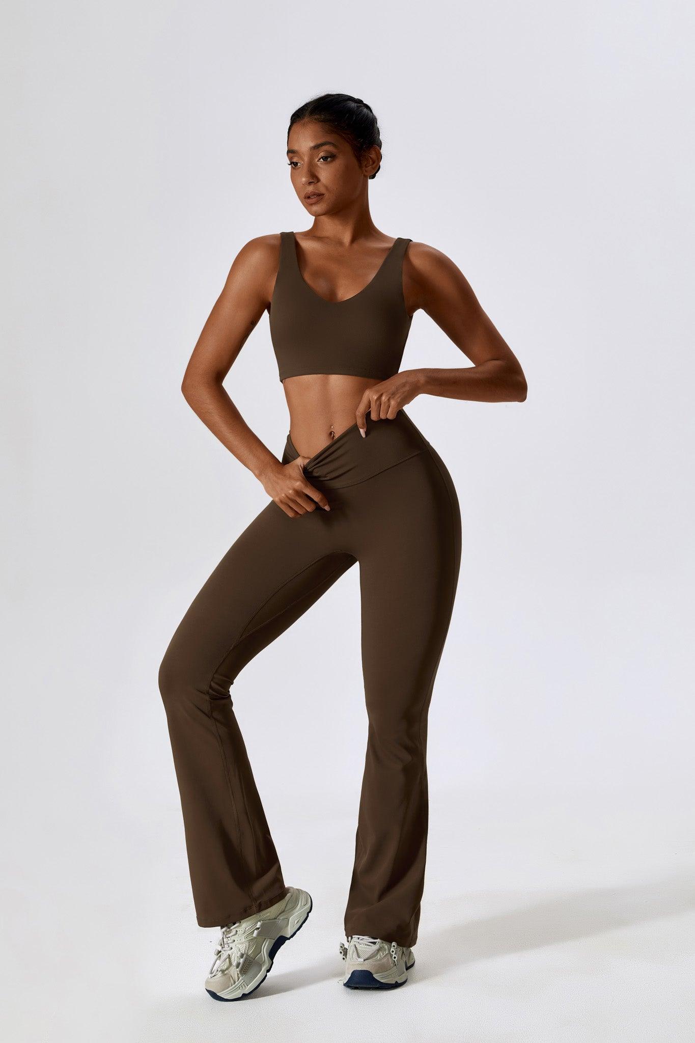 Haven Minimalistic Sports Bra Brown with Wide Shoulder Straps by BOTA Official