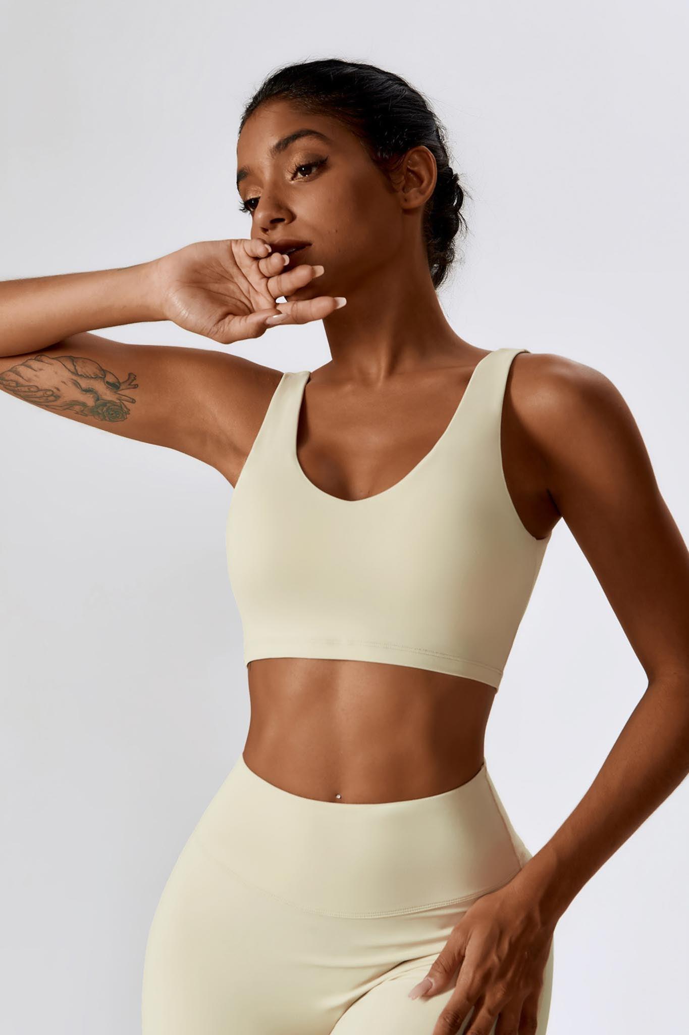 Haven Minimalistic Sports Bra - Cream with Wide Shoulder Straps by BOTA Official