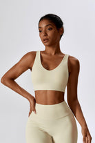 Haven Minimalistic Sports Bra - Cream with Wide Shoulder Straps by BOTA Official