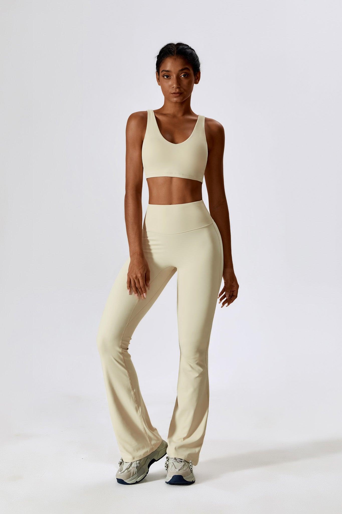 Haven Minimalistic Sports Bra - Cream with Wide Shoulder Straps by BOTA Official