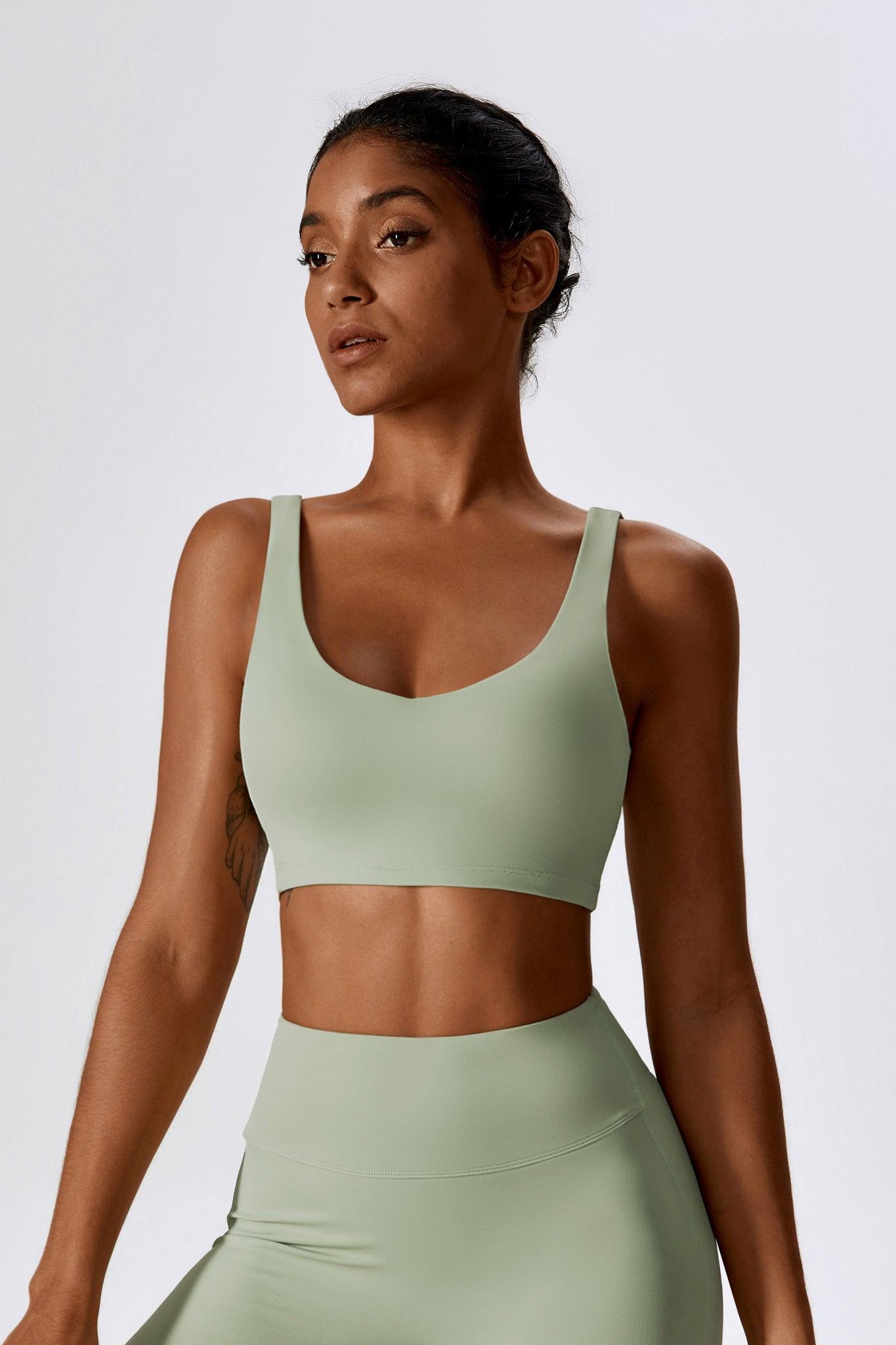 Haven Minimalistic Sports Bra Pistachio with Wide Shoulder Straps by BOTA Official