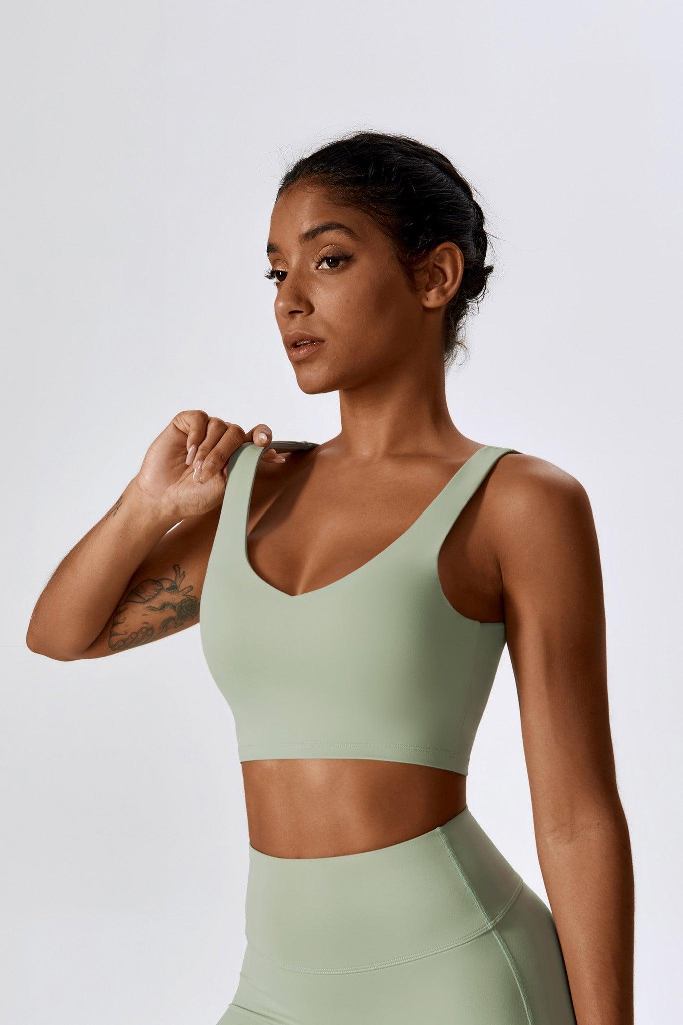 Haven Minimalistic Sports Bra Pistachio with Wide Shoulder Straps by BOTA Official